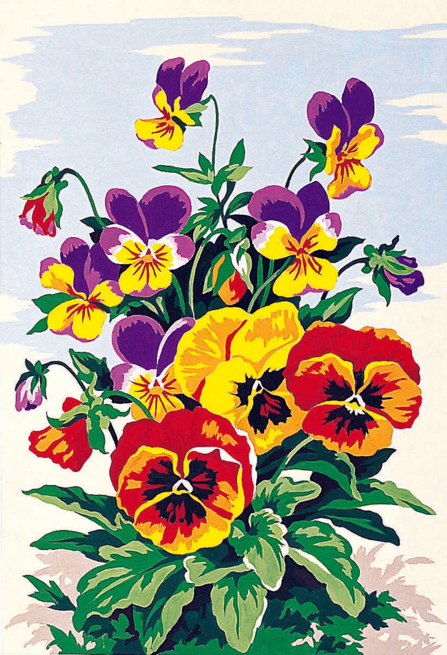 Needlepoint canvas for halfstitch without yarn Canvas Pansies SEU928.224 Seg De Paris Printed Tapestry Canvas